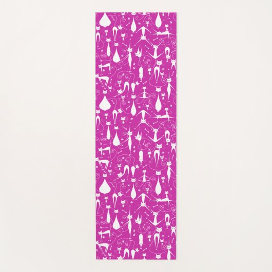 Purple Funny Kitty Cat Fitness Yogamatte (Vorderseite)