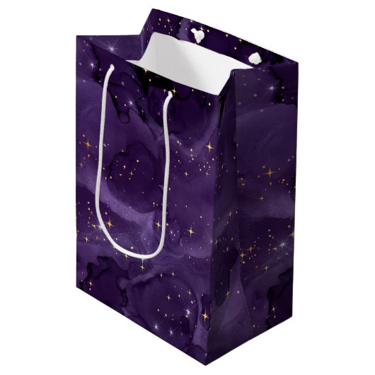 Purple Galaxy Series Design 8 Mittlere Geschenktüte (Vorderseite Schrägansicht)