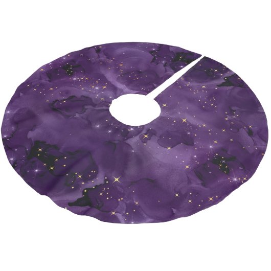 Purple Galaxy Series Design 8 Polyester Weihnachtsbaumdecke (Schrägansicht)