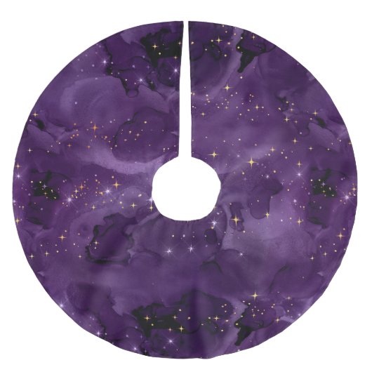 Purple Galaxy Series Design 8 Polyester Weihnachtsbaumdecke (Vorderseite)