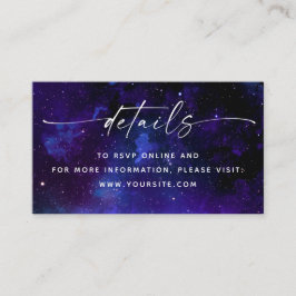 Purple Galaxy Wedding Details + QR Code. Celestial Begleitkarte
