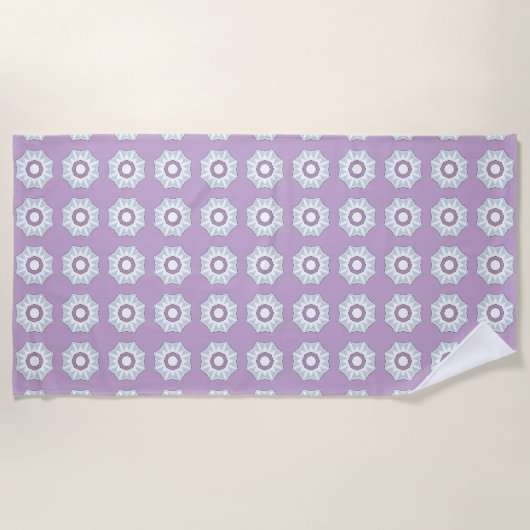 Purple geometric floral patterned strandtuch (Vorderseite)