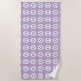 Purple geometric floral patterned strandtuch