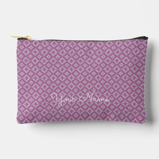 Purple Geometric Personalized Name Zubehörtasche (Vorderseite)