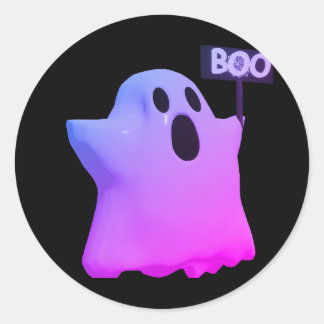 Purple ghost 3d runder aufkleber