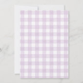 Purple Gingham Bow Bunny Tea Party Third Birthday Einladung (Rückseite)