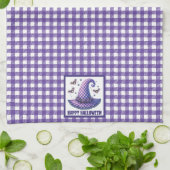 Purple Gingham Halloween Witch Hat and Bats Geschirrtuch (Gefaltet)