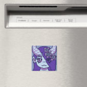 Purple Girl Pixelart, Pixel Art Magnet (In Situ (Geschirrspüler))