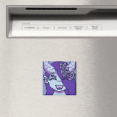 Purple girl smile pixelart, Pixel Art Magnet (In Situ (Geschirrspüler))