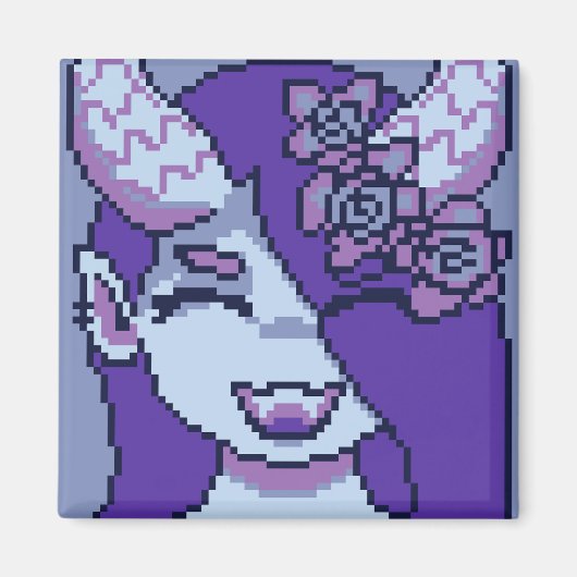 Purple girl smile pixelart, Pixel Art Magnet (Vorne)