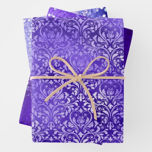 Purple Glam Glitter Sparkle Patterns Geschenkpapier Set (Beispiel)