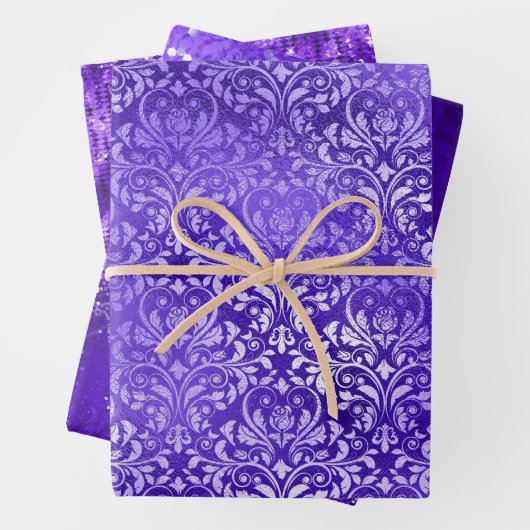 Purple Glam Glitter Sparkle Patterns Geschenkpapier Set (Beispiel)