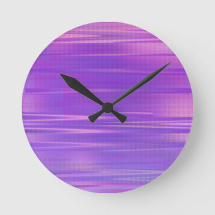 Purple Glitch Art Vaporwave Aesthetic Horizontal Runde Wanduhr