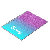 Purple Glitter and Aqua Ombre Personalized Notizblock (Linke Seite)