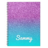 Purple Glitter and Aqua Ombre Personalized Notizblock (Vorderseite)
