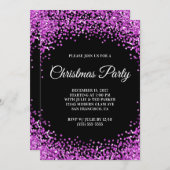 Purple Glitter Border Black Christmas Party Einladung (Vorne/Hinten)