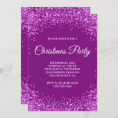 Purple Glitter Border Christmas Party Einladung (Vorne/Hinten)