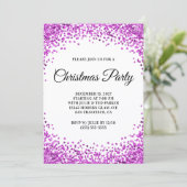 Purple Glitter Border White Christmas Party Einladung (Stehend Vorderseite)