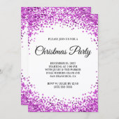 Purple Glitter Border White Christmas Party Einladung (Vorne/Hinten)