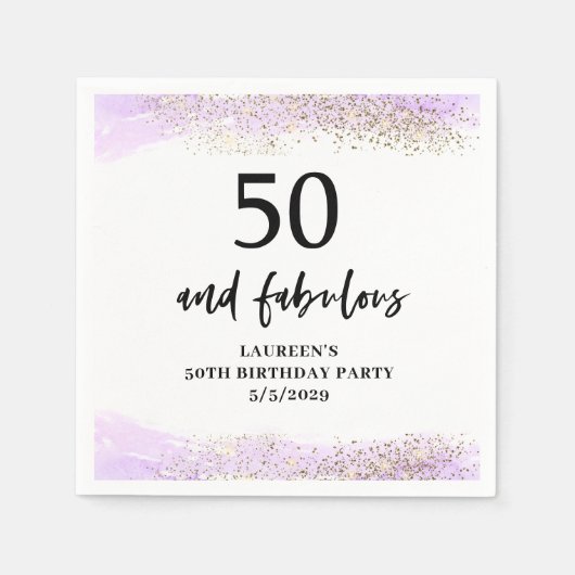 Purple Glitter Purple 50th Birthday Party  Serviette (Vorderseite)