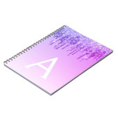 Purple Glitter Sparkle Monogram Notebook Notizblock (Linke Seite)