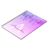 Purple Glitter Sparkle Monogram Notebook Notizblock (Linke Seite)