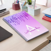 Purple Glitter Sparkle Monogram Notebook Notizblock