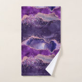 Purple Glittery Agate Texture Badhandtuch Set (Handtuch)