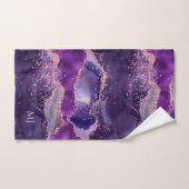 Purple Glittery Agate Texture Badhandtuch Set (Handtuch)