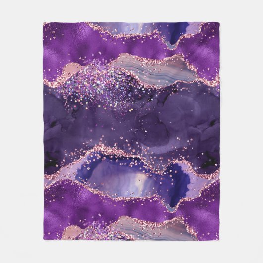 Purple Glittery Agate Texture Fleecedecke (Vorderseite)