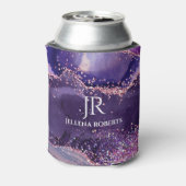 Purple glittery agate texture monogram dosenkühler (Kanne Rückseite)