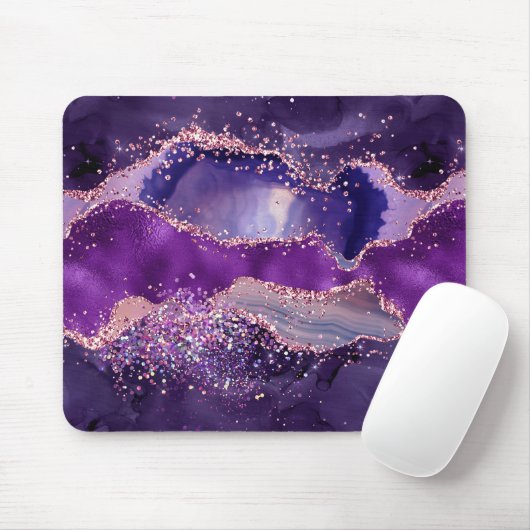 Purple Glittery Agate Texture Mousepad (Mit Mouse)