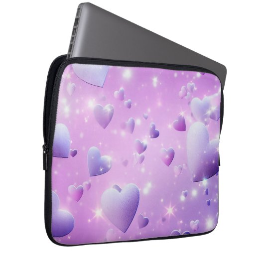 Purple Glow Heart Electronics Bag Laptopschutzhülle (Vorne Rechts)