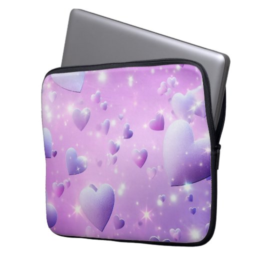 Purple Glow Heart Electronics Bag Laptopschutzhülle (Vorderseite Links)