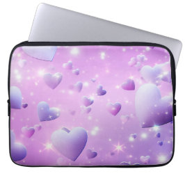 Purple Glow Heart Electronics Bag Laptopschutzhülle