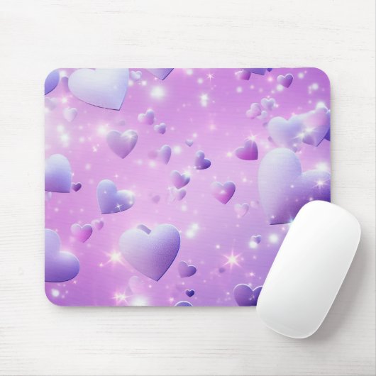 Purple Glow Heart Mousepad (Mit Mouse)