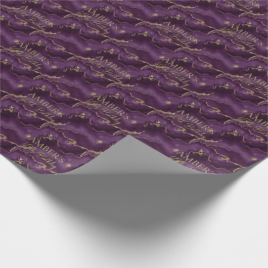 Purple Gold Abstract Marble Design Geschenkpapier (Ecke)