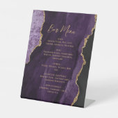 Purple Gold Agate Wedding Bar Menu Sockelschild (Vorderseite)