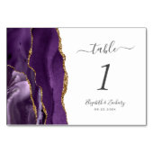 Purple Gold Agate Wedding Tischnummer (Rückseite)