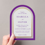 Purple gold and white simplistic wedding acryleinladungen (Insitu (Handheld))