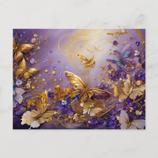 Purple & Gold Butterfly # 16 Postkarte (Vorderseite)