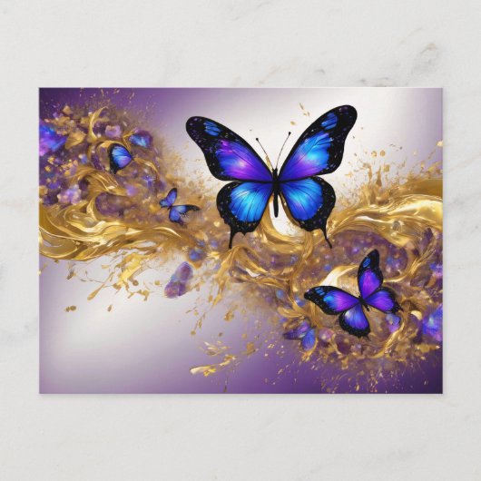 Purple & Gold Butterfly # 22 Postkarte (Vorderseite)