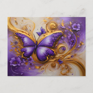 Purple & Gold Butterfly # 2 Postkarte