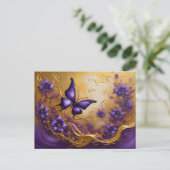 Purple & Gold Butterfly # 3 Postkarte (Stehend Vorderseite)