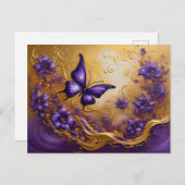 Purple & Gold Butterfly # 3 Postkarte (Vorne/Hinten)