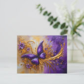 Purple & Gold Butterfly # 4 Postkarte (Stehend Vorderseite)