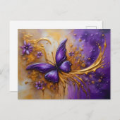 Purple & Gold Butterfly # 4 Postkarte (Vorne/Hinten)