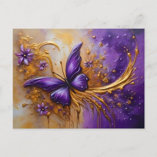 Purple & Gold Butterfly # 4 Postkarte (Vorderseite)