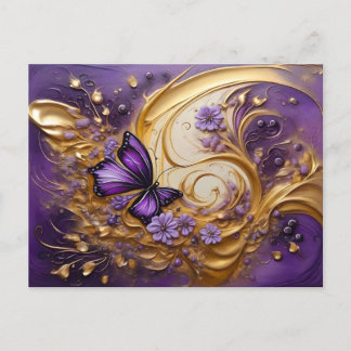 Purple & Gold Butterfly # 5 Postkarte