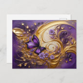 Purple & Gold Butterfly # 5 Postkarte (Vorne/Hinten)